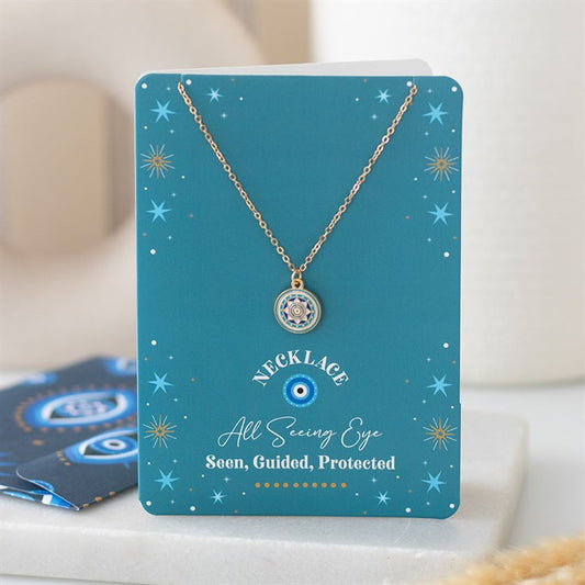 All Seeing Eye Necklace on Greeting Card (E)