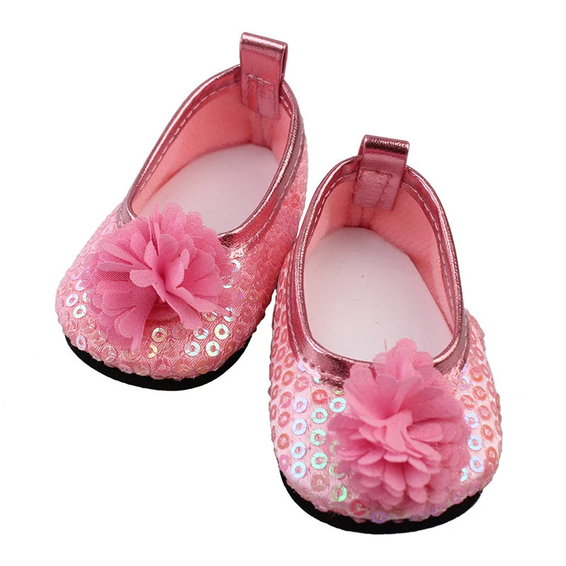 7cm Sequins Doll Shoes Cute Flower Star Panda Shoes For 18inch American Doll,1/3 BJD 43cm Baby Newborn Girl Dolls Toy Gift