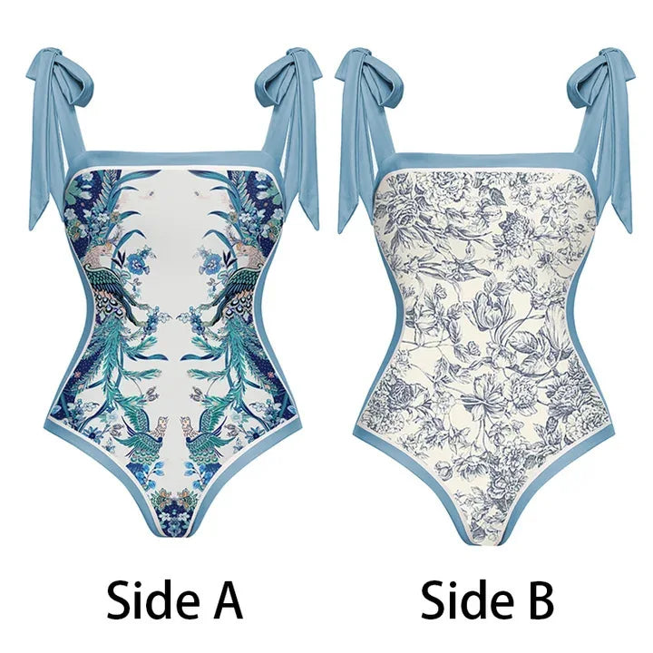 Two Pieces Set 3D Flower Print Set Swim Dress With High-Waisted Bottoms Women's Swimwear Cover up Beachsuit