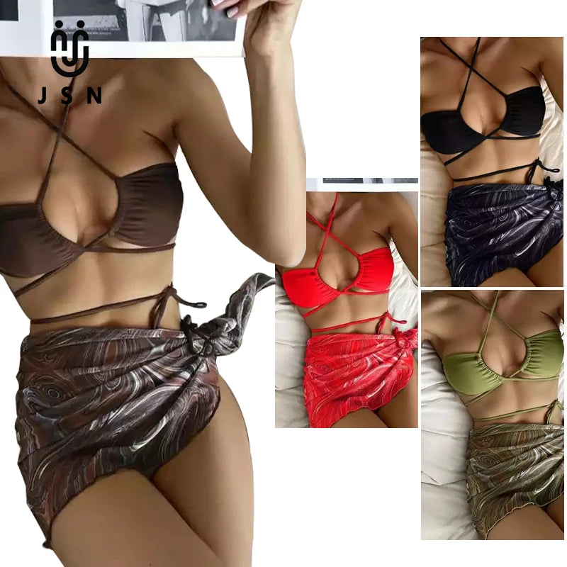 JSN75001 Custom LOGO New Design Bikini Sexy Micro Mini 3 Piece Women's Swimwear Mesh Swimsuit Sexy Bikinis & Beachwear 202