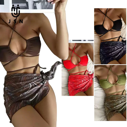 JSN75001 Custom LOGO New Design Bikini Sexy Micro Mini 3 Piece Women's Swimwear Mesh Swimsuit Sexy Bikinis & Beachwear 202