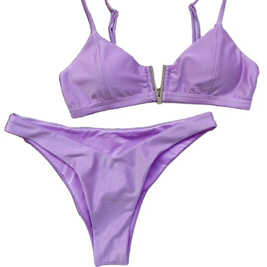 YWLG76578 New V-shaped Bikini Sexy Gathered Swimsuit Women's Swimwear Eco Friendly Swimwear Recycled Fabric Swimwear