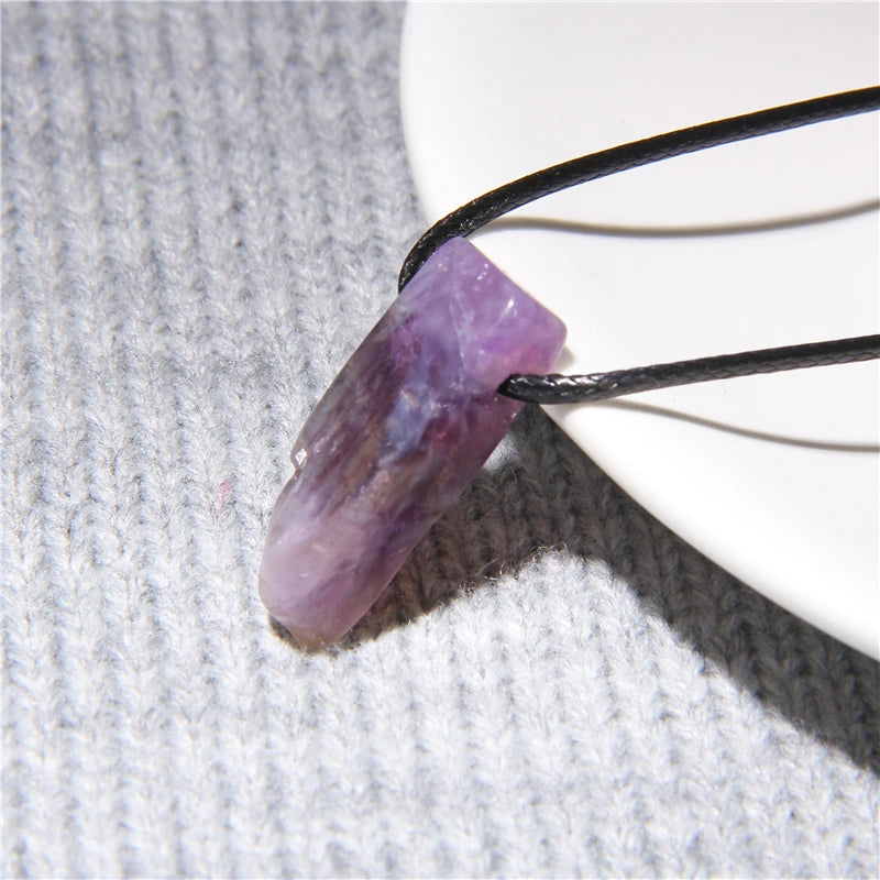 Natural raw minerals lucky Reiki Healing crystal quartz stone necklace jewelry Pendulum natural tigereye lazuli Citrin necklace