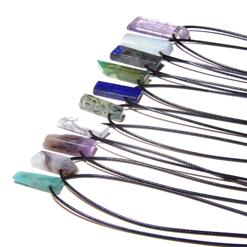 Natural raw minerals lucky Reiki Healing crystal quartz stone necklace jewelry Pendulum natural tigereye lazuli Citrin necklace