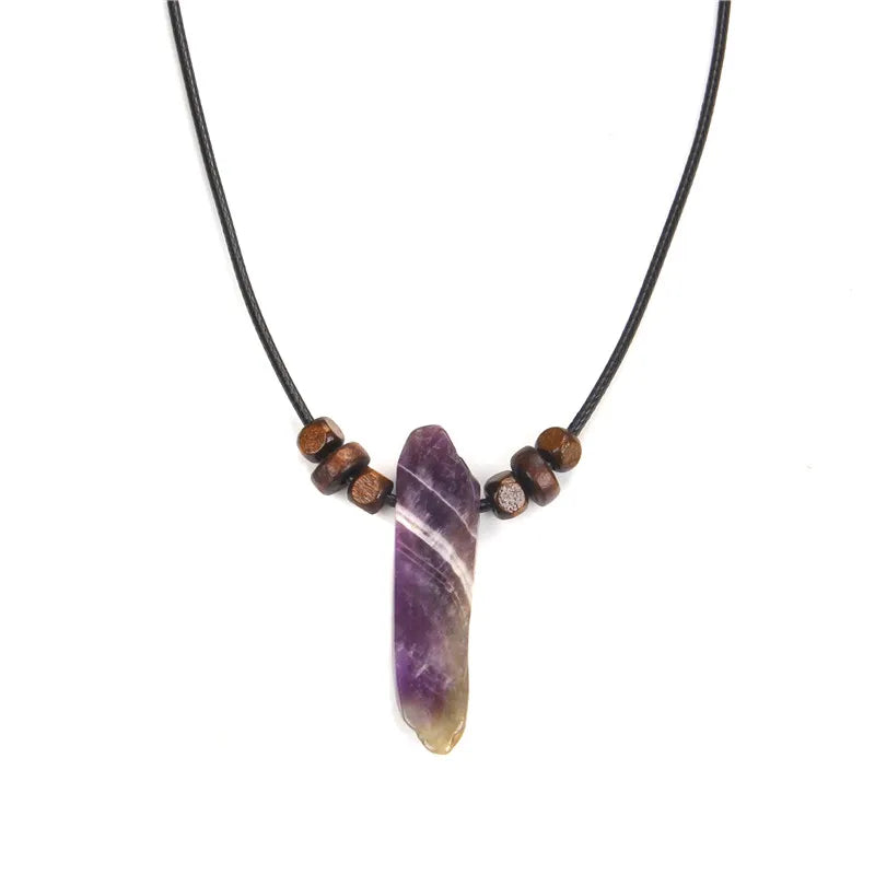 Natural raw minerals lucky Reiki Healing crystal quartz stone necklace jewelry Pendulum natural tigereye lazuli Citrin necklace