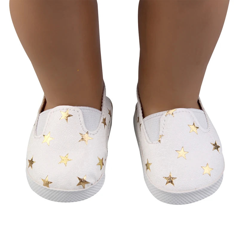 7cm Sequins Doll Shoes Cute Flower Star Panda Shoes For 18inch American Doll,1/3 BJD 43cm Baby Newborn Girl Dolls Toy Gift