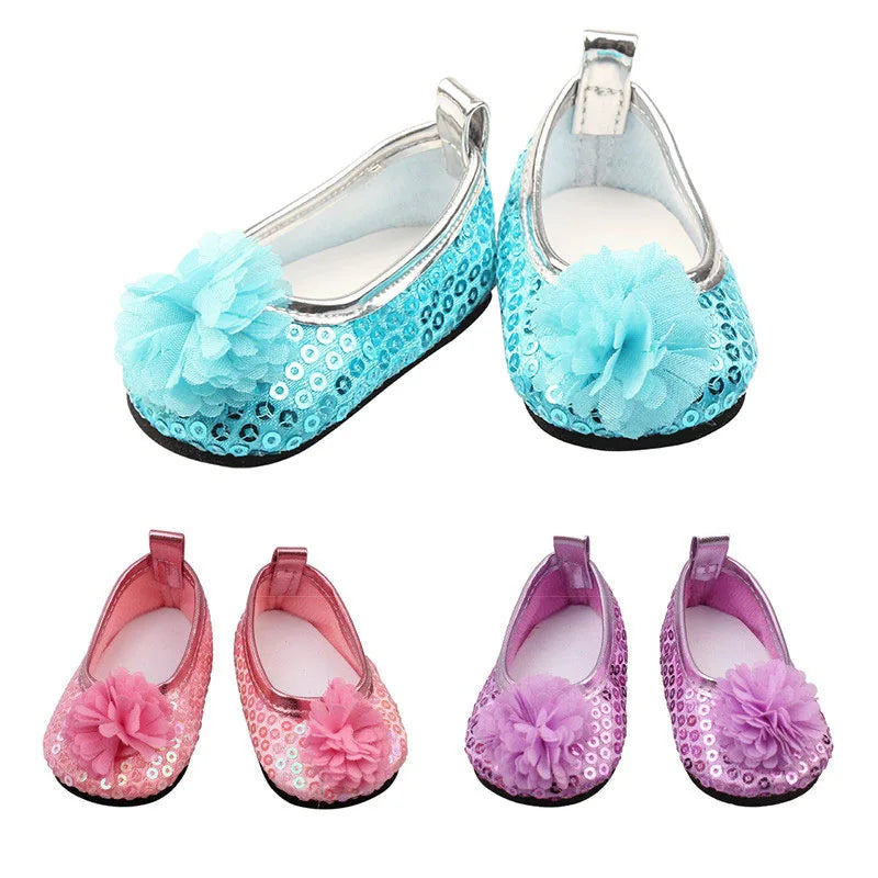 7cm Sequins Doll Shoes Cute Flower Star Panda Shoes For 18inch American Doll,1/3 BJD 43cm Baby Newborn Girl Dolls Toy Gift