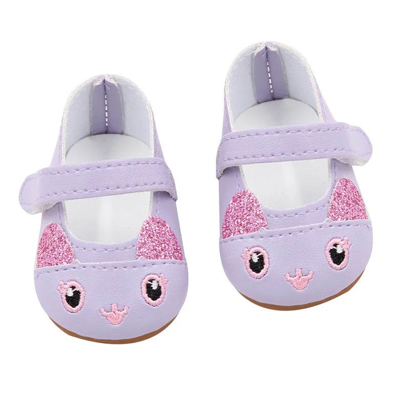 7cm Sequins Doll Shoes Cute Flower Star Panda Shoes For 18inch American Doll,1/3 BJD 43cm Baby Newborn Girl Dolls Toy Gift