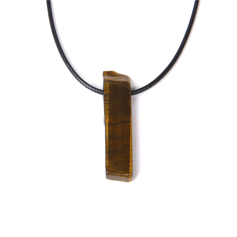 Natural raw minerals lucky Reiki Healing crystal quartz stone necklace jewelry Pendulum natural tigereye lazuli Citrin necklace