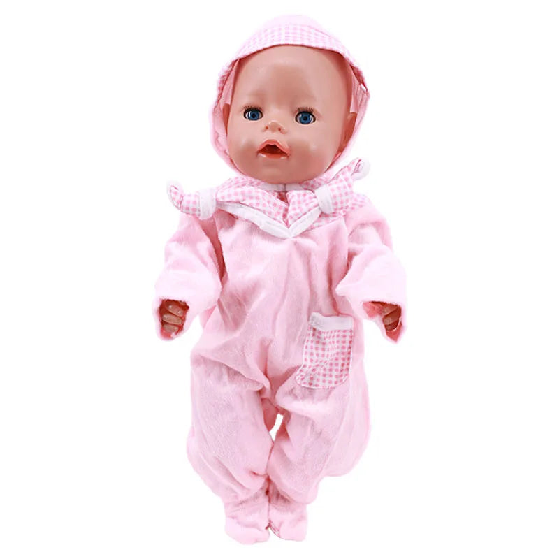 Pink Doll Clothes Pajamas Sleeping Bag/Shoes/Suitcase For 18Inch American Doll Girls 43Cm Reborn Baby Dolls Accessories Kids Toy