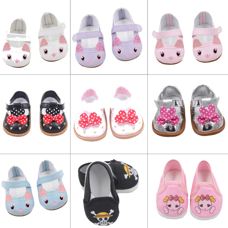 7cm Sequins Doll Shoes Cute Flower Star Panda Shoes For 18inch American Doll,1/3 BJD 43cm Baby Newborn Girl Dolls Toy Gift