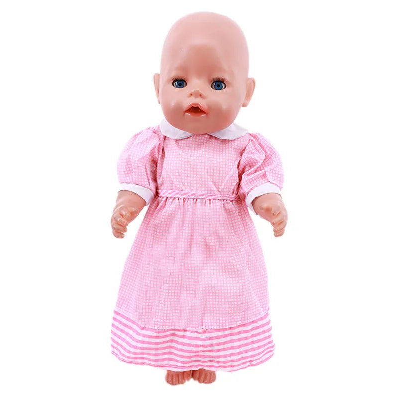 Pink Doll Clothes Pajamas Sleeping Bag/Shoes/Suitcase For 18Inch American Doll Girls 43Cm Reborn Baby Dolls Accessories Kids Toy
