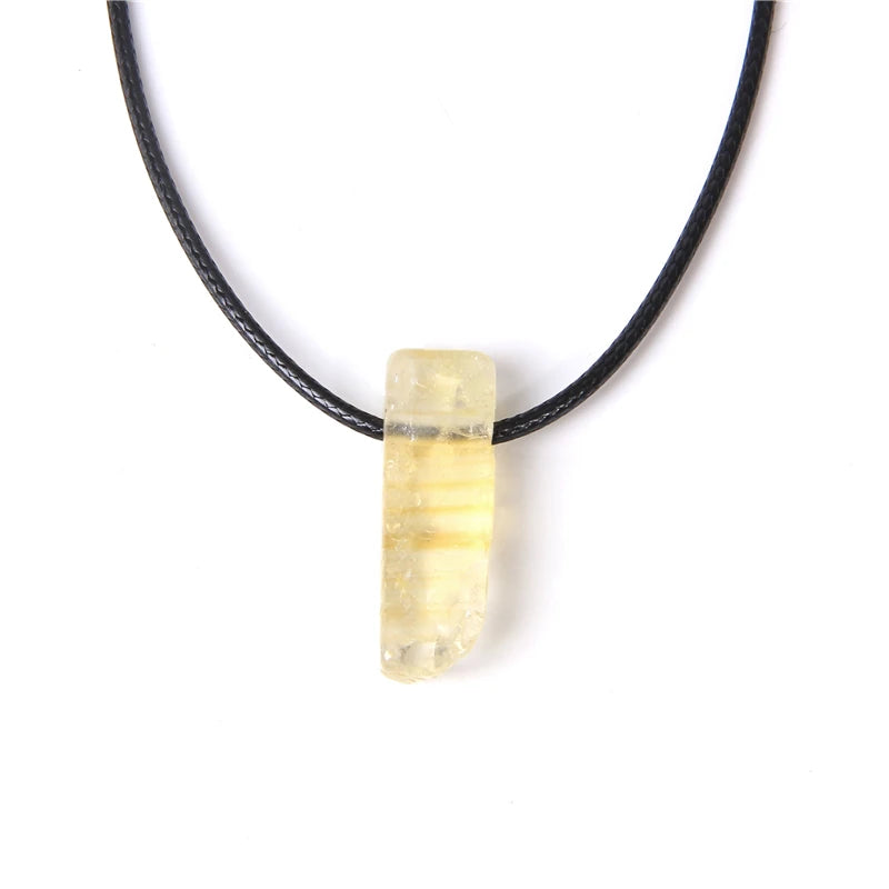 Natural raw minerals lucky Reiki Healing crystal quartz stone necklace jewelry Pendulum natural tigereye lazuli Citrin necklace