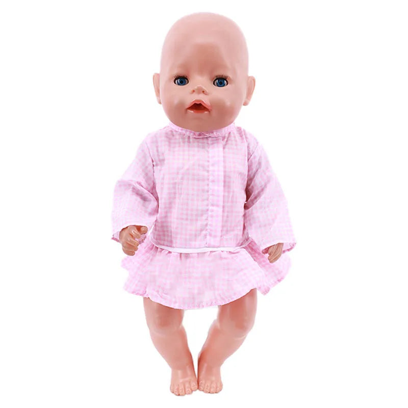 Pink Doll Clothes Pajamas Sleeping Bag/Shoes/Suitcase For 18Inch American Doll Girls 43Cm Reborn Baby Dolls Accessories Kids Toy