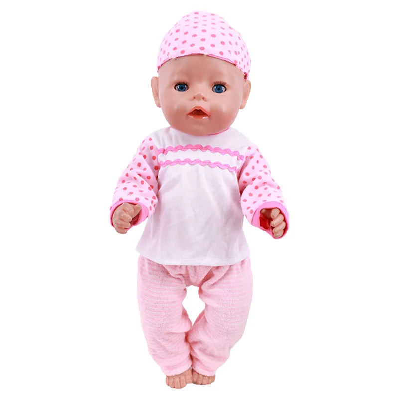 Pink Doll Clothes Pajamas Sleeping Bag/Shoes/Suitcase For 18Inch American Doll Girls 43Cm Reborn Baby Dolls Accessories Kids Toy