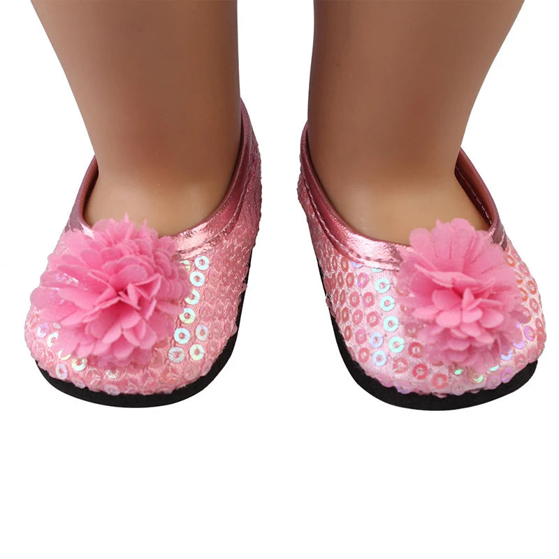 7cm Sequins Doll Shoes Cute Flower Star Panda Shoes For 18inch American Doll,1/3 BJD 43cm Baby Newborn Girl Dolls Toy Gift