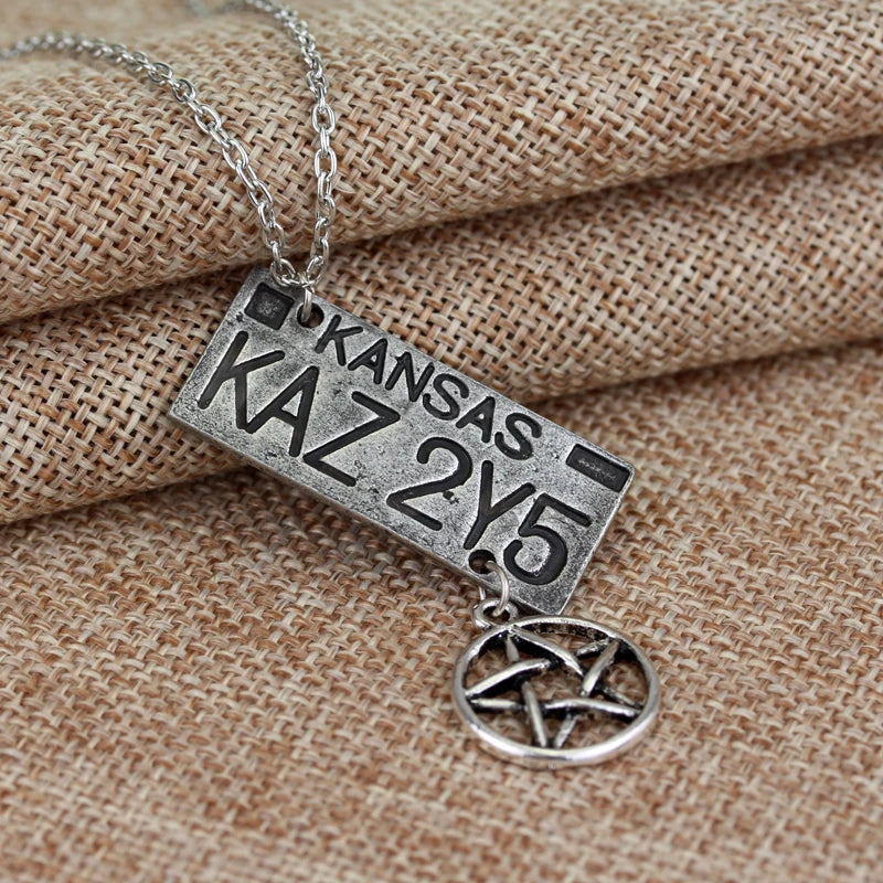 New Movie Jewelry Supernatural Dean License Plate Pendant Necklace New Fashion Vintage Necklace For fans Souvenir gift