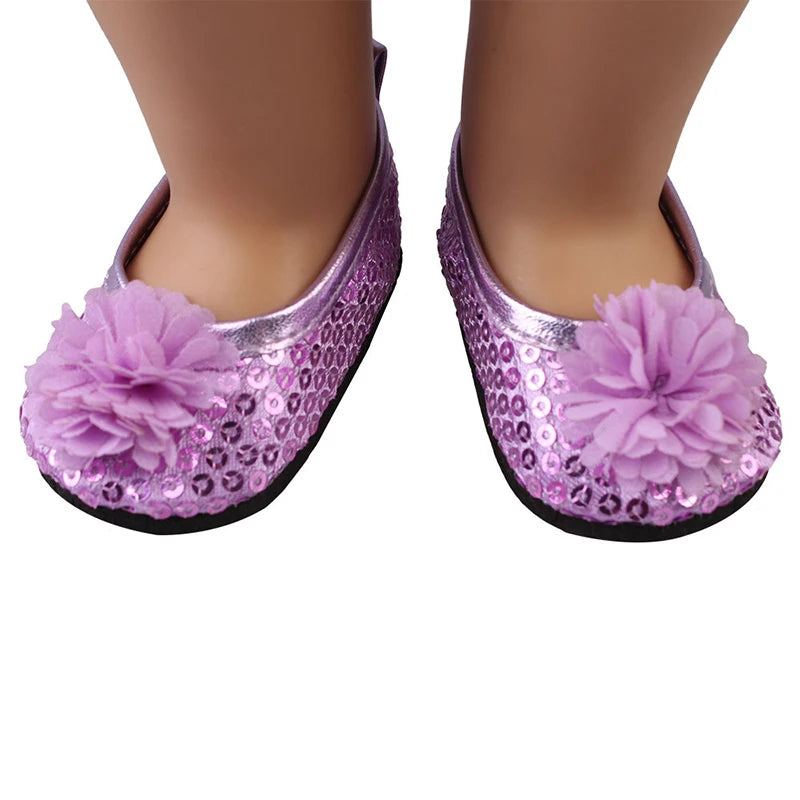 7cm Sequins Doll Shoes Cute Flower Star Panda Shoes For 18inch American Doll,1/3 BJD 43cm Baby Newborn Girl Dolls Toy Gift
