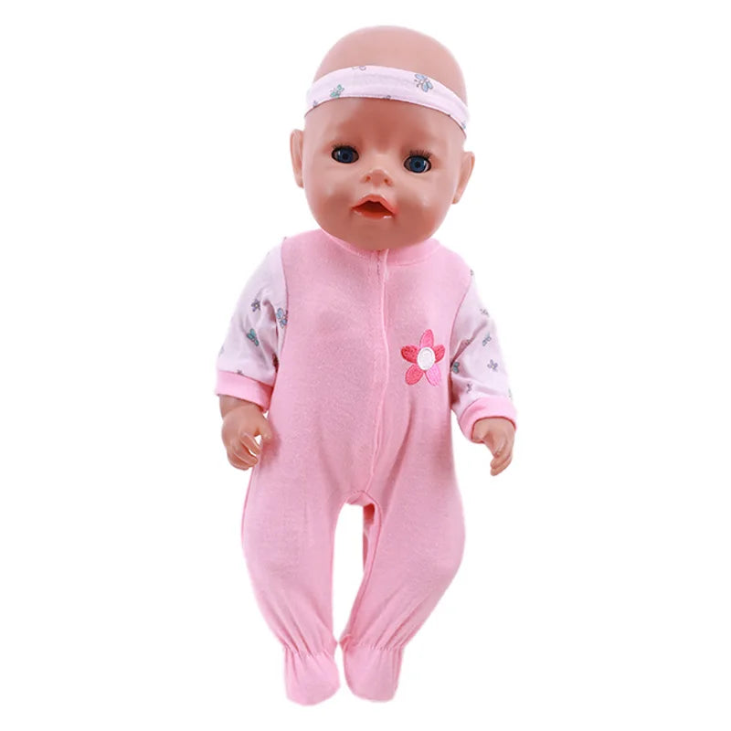 Pink Doll Clothes Pajamas Sleeping Bag/Shoes/Suitcase For 18Inch American Doll Girls 43Cm Reborn Baby Dolls Accessories Kids Toy