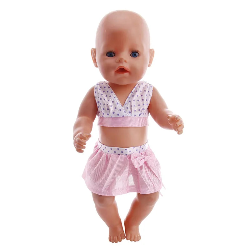 Pink Doll Clothes Pajamas Sleeping Bag/Shoes/Suitcase For 18Inch American Doll Girls 43Cm Reborn Baby Dolls Accessories Kids Toy