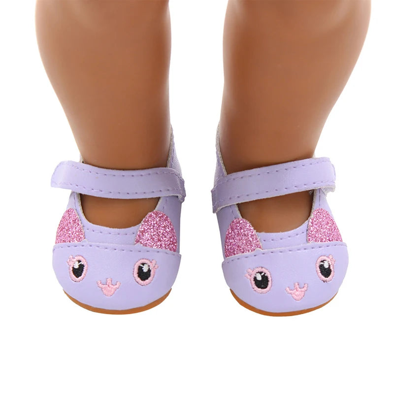 7cm Sequins Doll Shoes Cute Flower Star Panda Shoes For 18inch American Doll,1/3 BJD 43cm Baby Newborn Girl Dolls Toy Gift
