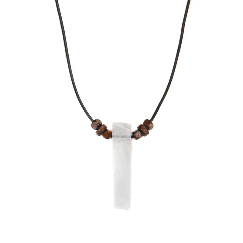 Natural raw minerals lucky Reiki Healing crystal quartz stone necklace jewelry Pendulum natural tigereye lazuli Citrin necklace