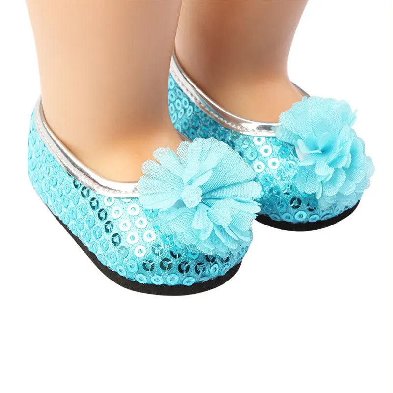 7cm Sequins Doll Shoes Cute Flower Star Panda Shoes For 18inch American Doll,1/3 BJD 43cm Baby Newborn Girl Dolls Toy Gift