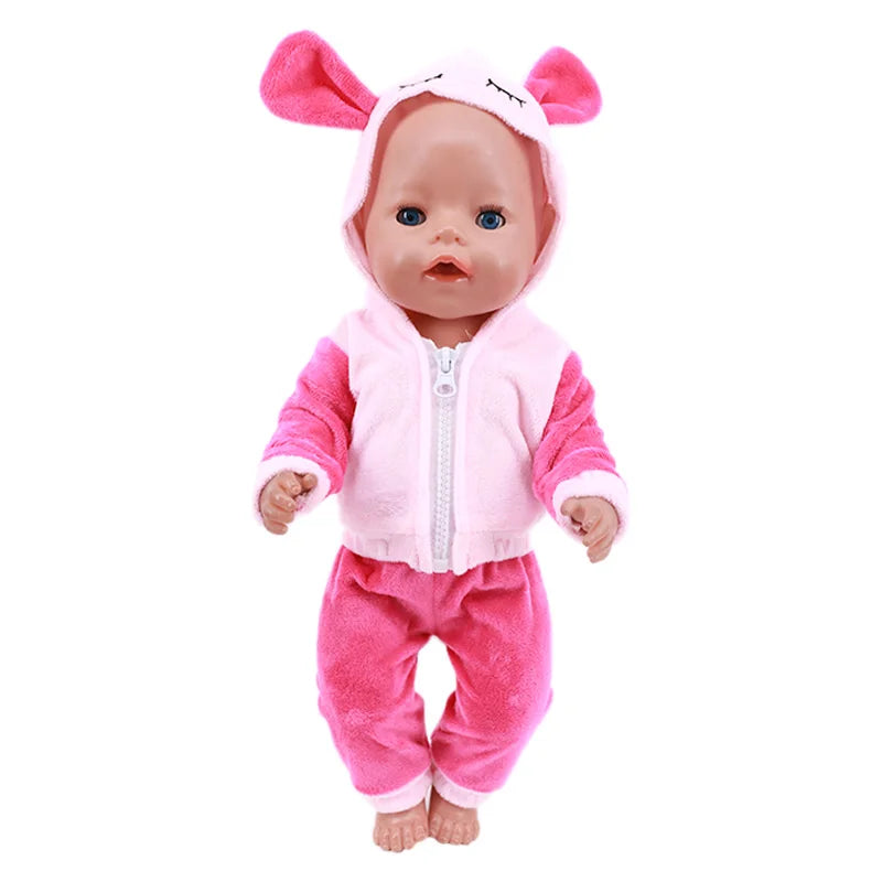 Pink Doll Clothes Pajamas Sleeping Bag/Shoes/Suitcase For 18Inch American Doll Girls 43Cm Reborn Baby Dolls Accessories Kids Toy