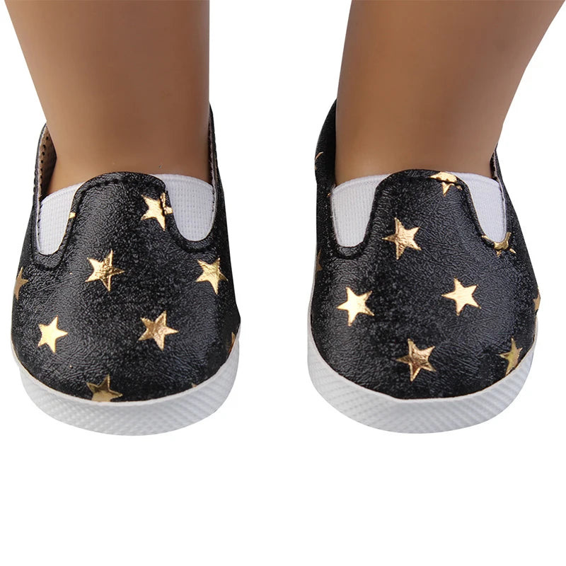 7cm Sequins Doll Shoes Cute Flower Star Panda Shoes For 18inch American Doll,1/3 BJD 43cm Baby Newborn Girl Dolls Toy Gift