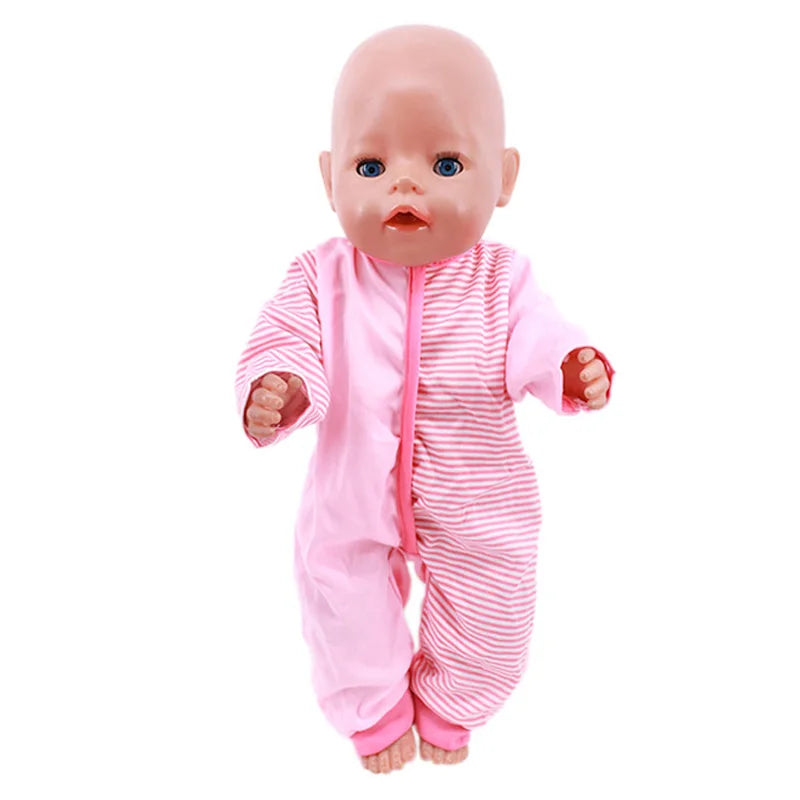 Pink Doll Clothes Pajamas Sleeping Bag/Shoes/Suitcase For 18Inch American Doll Girls 43Cm Reborn Baby Dolls Accessories Kids Toy