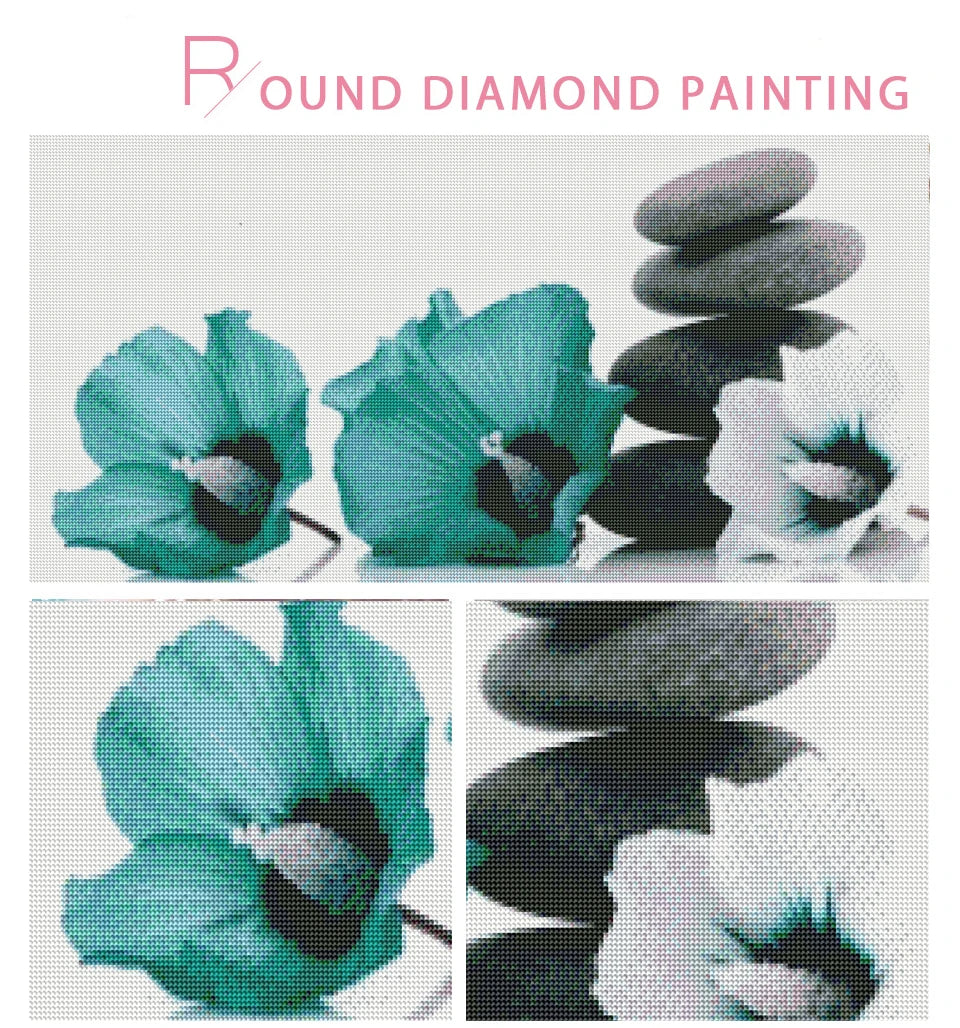 5D DIY Diamond Art Blooming White Magnolia Flowers Golden Leaves Diamond Mosaic Paintings Full Drill Diamond Embroidery Decor