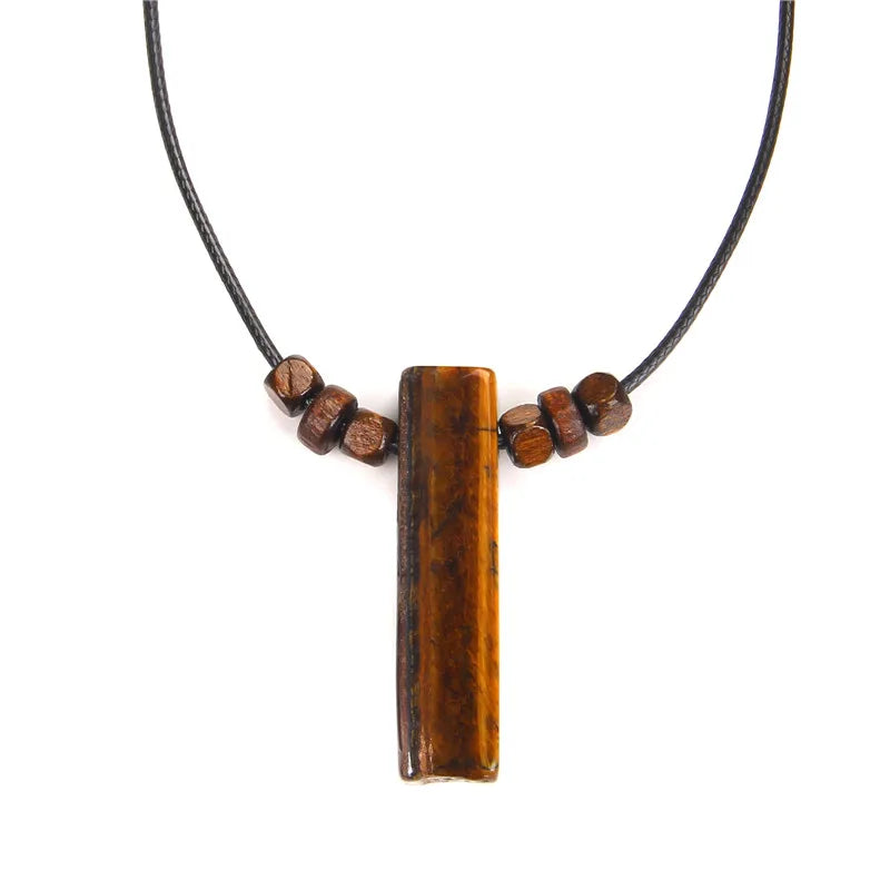 Natural raw minerals lucky Reiki Healing crystal quartz stone necklace jewelry Pendulum natural tigereye lazuli Citrin necklace
