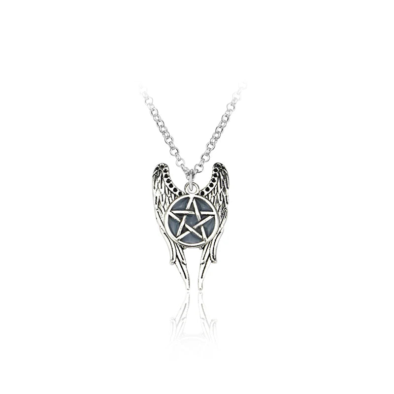 Supernatural Dean Leather Rope Coppery Pendant Chain Necklace for Women Men Winchester Jensen Ackles Amulet Vintage Jewelry Goth