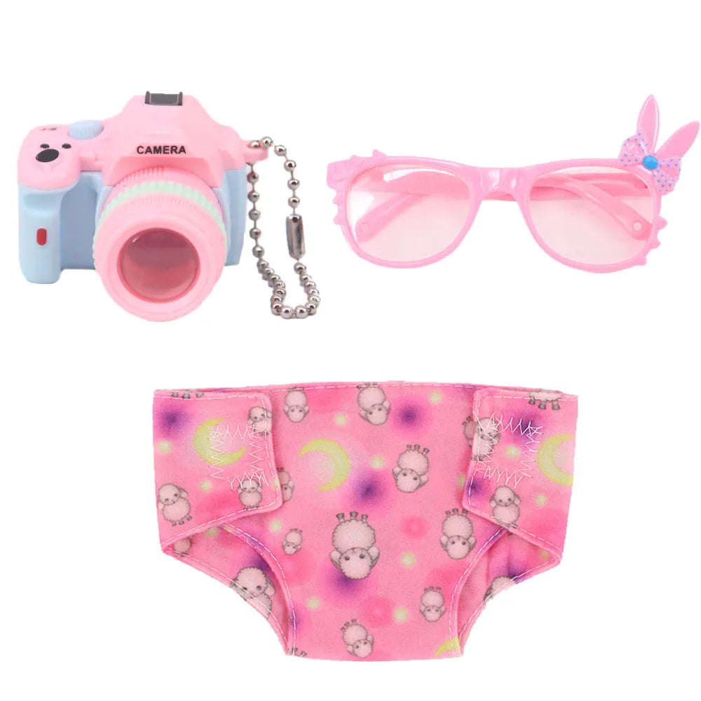 Pink Doll Clothes Pajamas Sleeping Bag/Shoes/Suitcase For 18Inch American Doll Girls 43Cm Reborn Baby Dolls Accessories Kids Toy