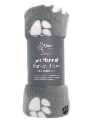 Paw Prints Pet Design Super Soft Flannel Blanket Throw 70x100cm