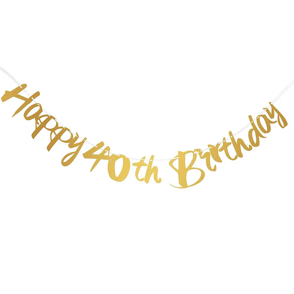 18 21 40 50 60th Happy Birthday Black Gold Banner Decoration 18-60Year Adult Birthday Party Backdrops Decoration Supplies