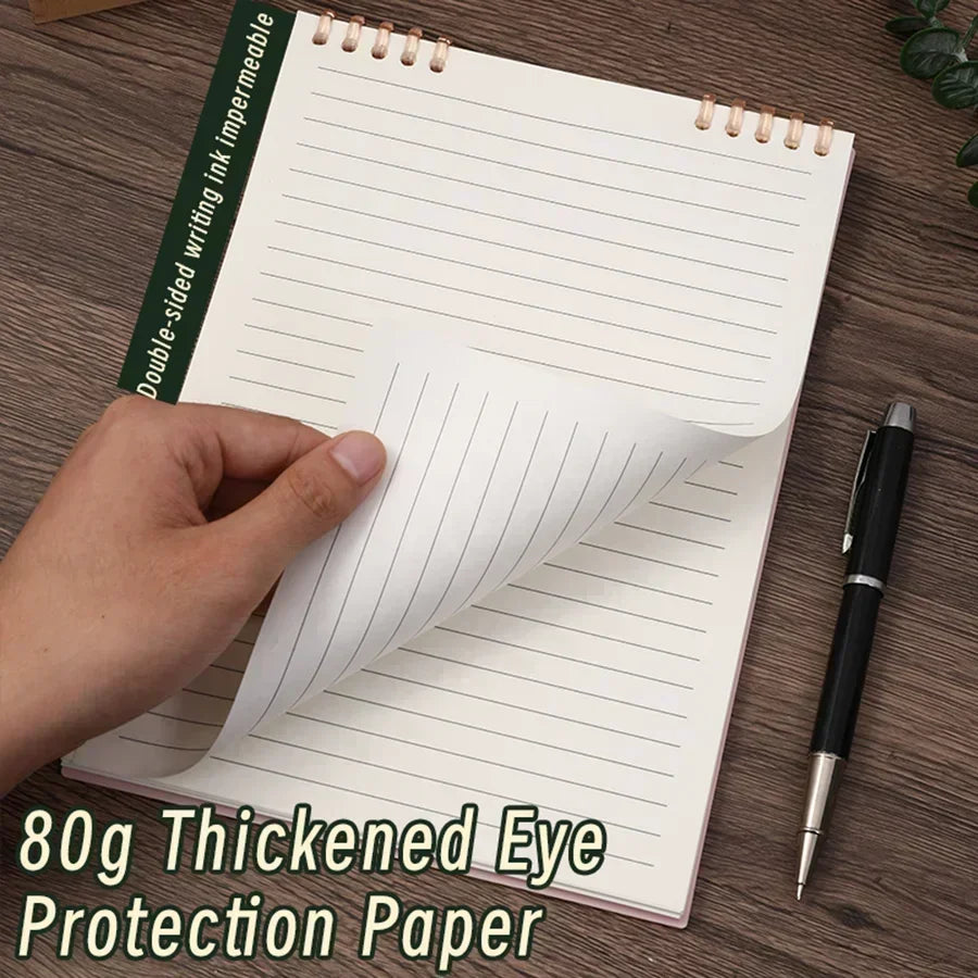 A5 60 Sheets Thick Notebook Spiral Binding Loose-leaf Notebooks with Lines Pages