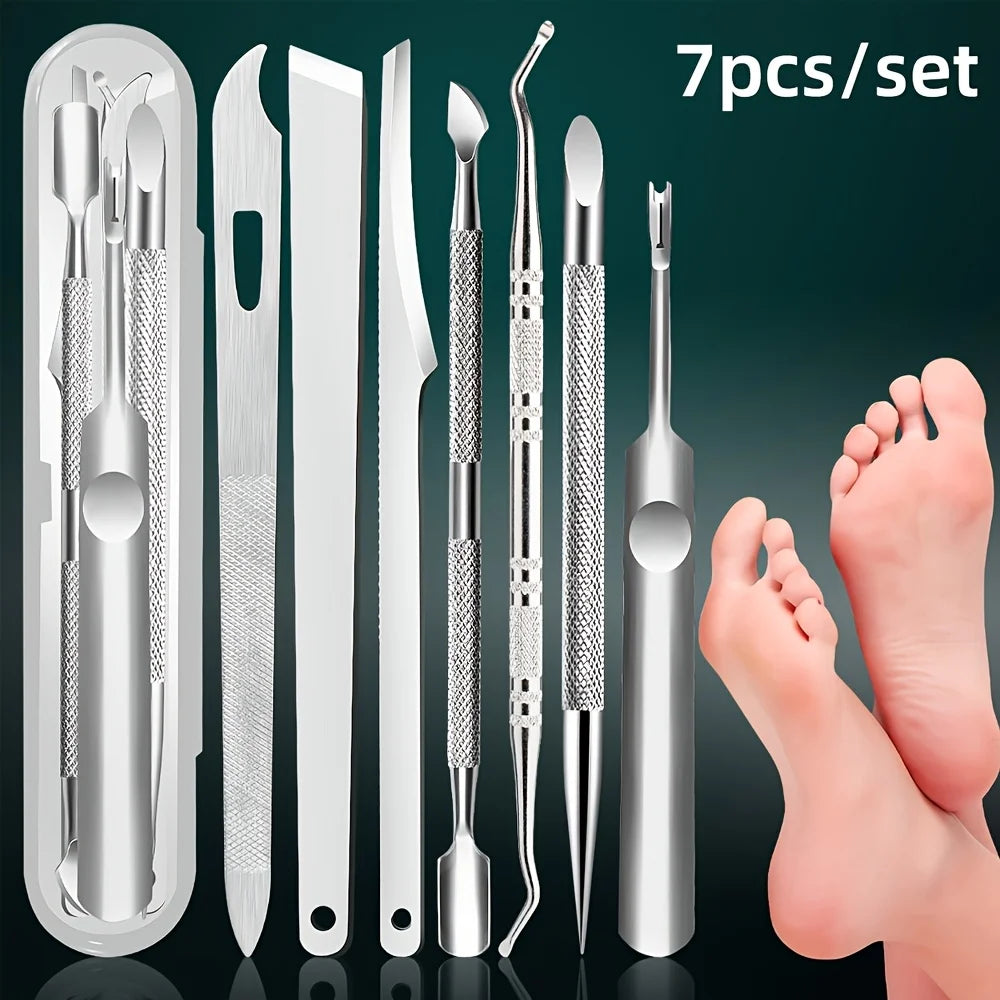 1/7pcs Stainless Steel Nail Care Kit: Precision Cuticle Remover Trimmer Set Includes Nail File Cleaner Perfect Gift for Women