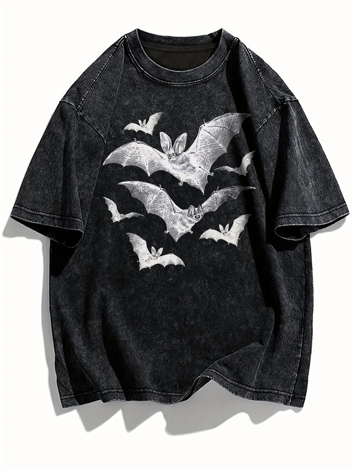 Women's Gothic bat graphic T-Shirt Black White Contrast Casual Everyday Halloween Party Outfit Y2k Clothes Woman's  Men Clothing
