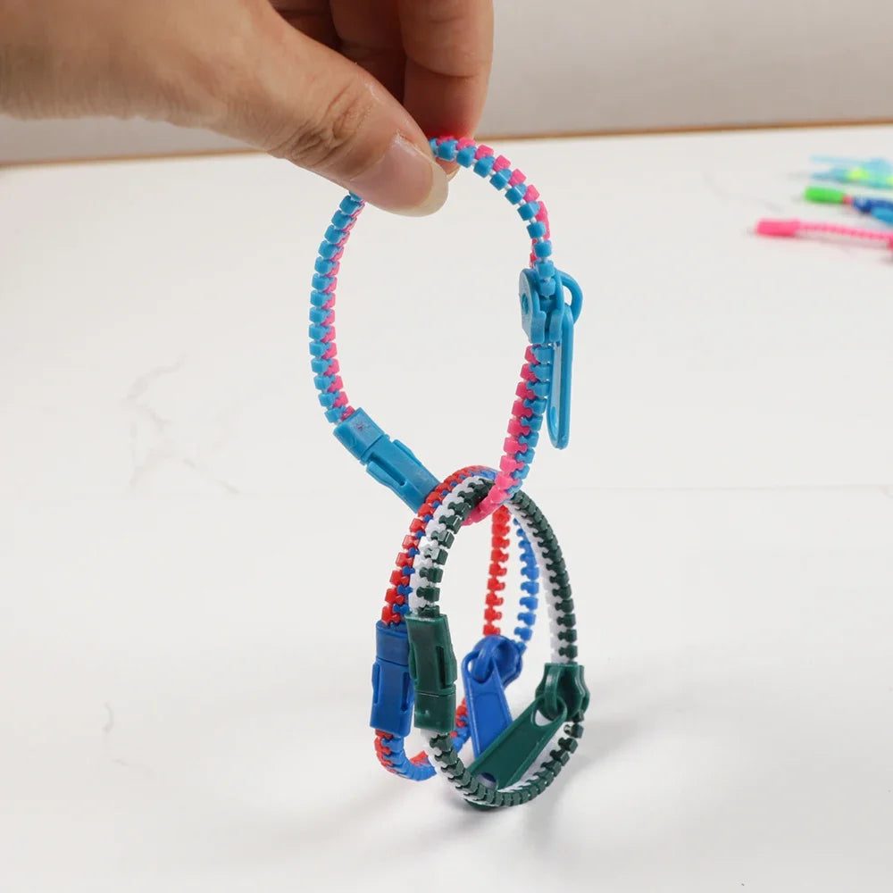 15Pc Colorful Antistress Zipper Bracelet Sensory Fidget Toy for Kids Birthday Party Favors Baby Shower Goodie Bag Halloween Gift