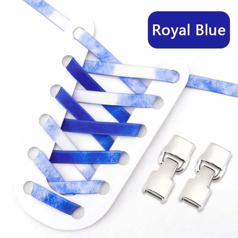 1Pair Rainbow Shoe Laces Without Ties Elastic Shoelaces Metal Buckle Lock Convenient Lazy Shoes Lace For Sneakers Accessories