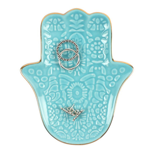 Turquoise Hamsa Hand Jewellery Dish (E)