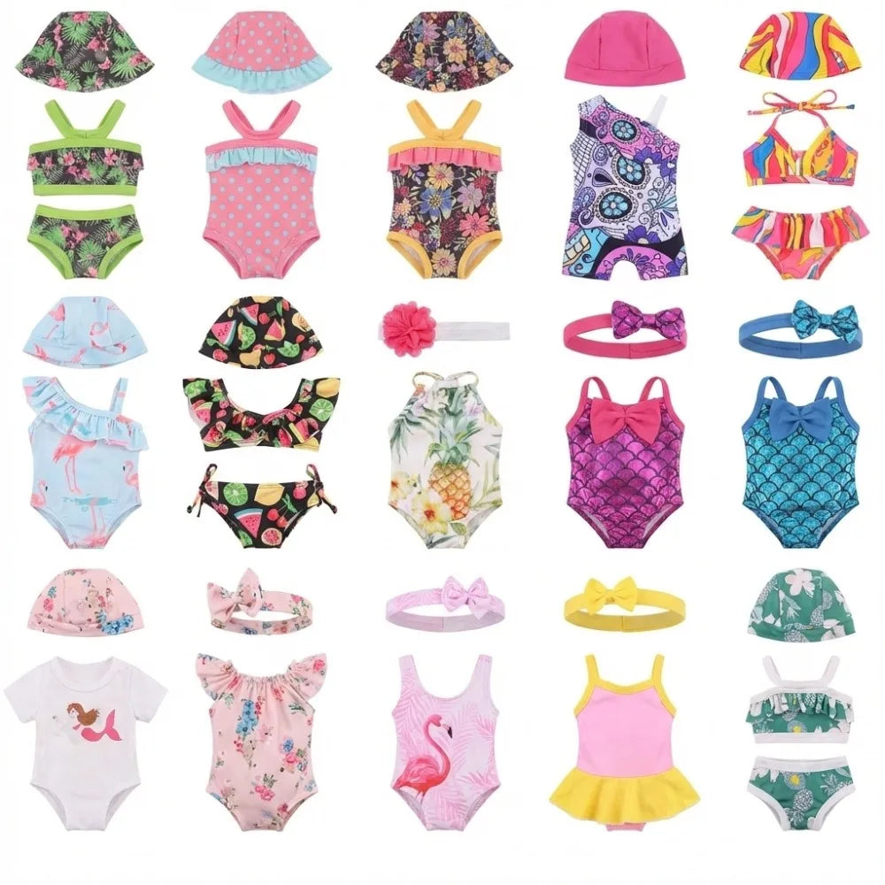 Multi-style Doll Swimsuit Cute Seaside Outfit For 43CM Baby Doll&18Inch American Doll Accessories,Our Generation Girl Gifts Toys