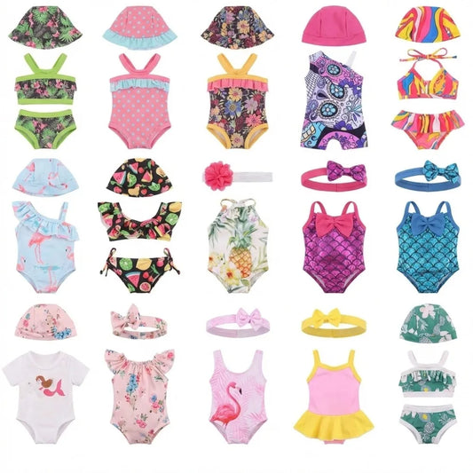 Multi-style Doll Swimsuit Cute Seaside Outfit For 43CM Baby Doll&18Inch American Doll Accessories,Our Generation Girl Gifts Toys