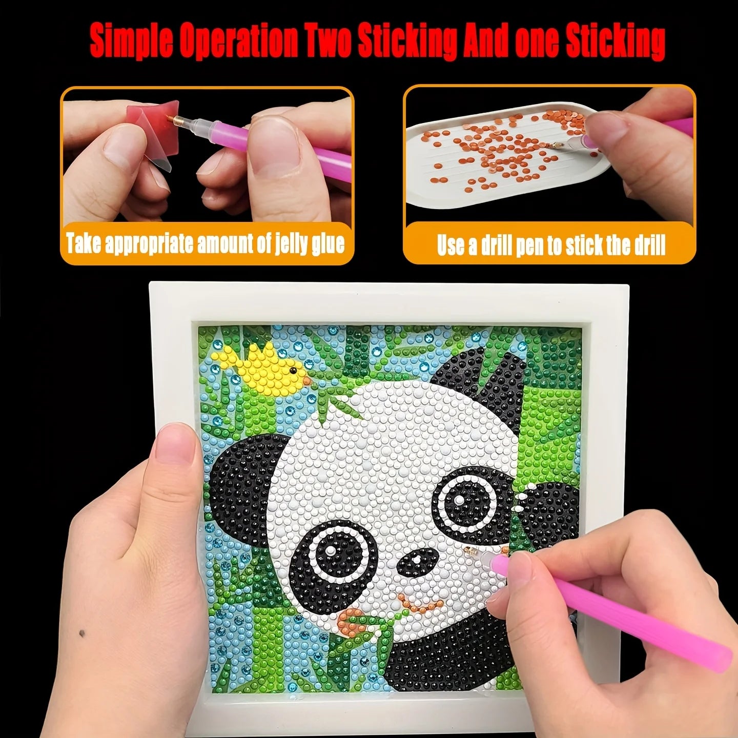 PandaCartoon Full Diamond Mosaic 5D DIY Cross Stitch Kits Diamond Art Home Decor with Frame