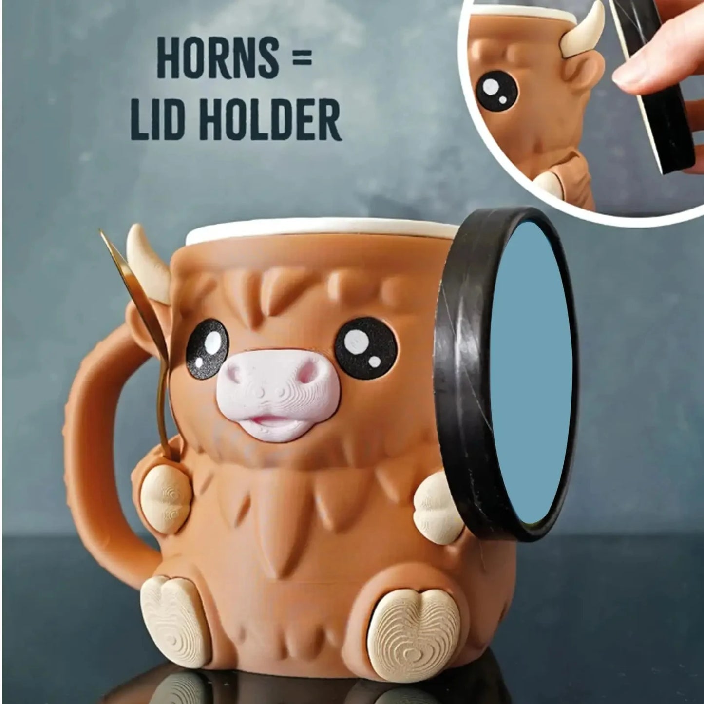Cute Highland Cow Tumbler with Handle Reusable Ice Cream Cup for Snack Yogurt Kids Home Kitchen Dining Birthday Gifts Drinkware