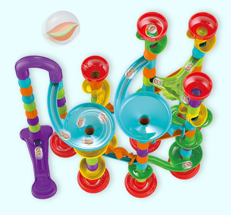Marbles Run Catapult Track Building Blocks Slide Beads Educational Toys Children Gift Race Balls Toy Marble Track Race Set