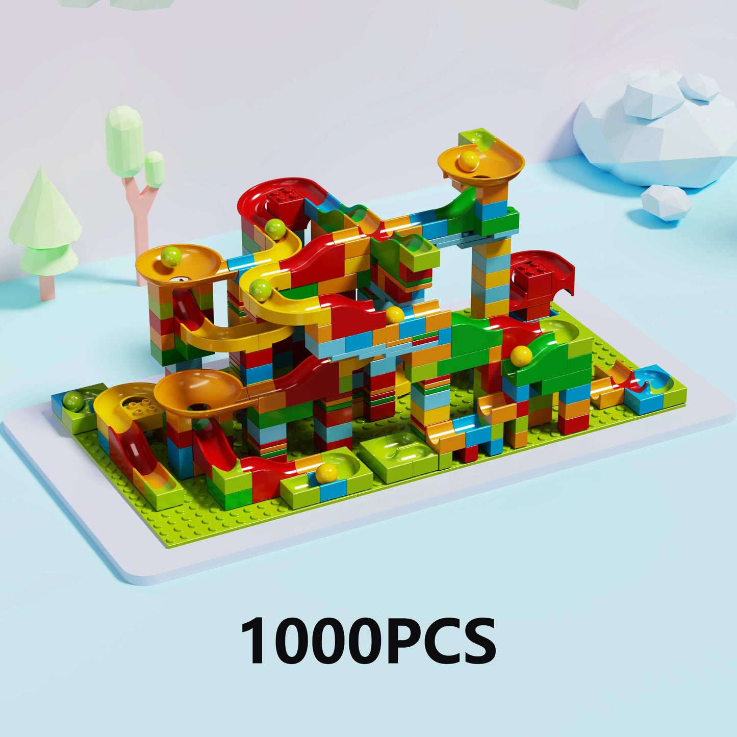 1000pcs Marble Run Building Blocks Bulk Set STEM Educational Toy for Kids Creative DIY Race Track Construction Kit for Learning