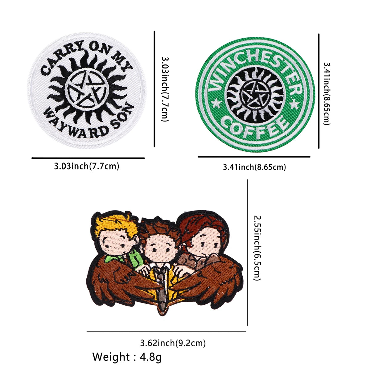 Supernatural TV Series Patch Iron On Patches For Clothing Stickers Embroidered Patches On DIY Clothes Stripes For Students
