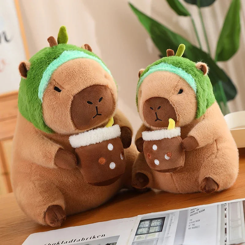 Capybara Plush Toy Simulation Capibara Cosplay Unicorn Dinosaur Dress Boba Bread Fruit Food Decor Birds Bubble Stuffed Animals